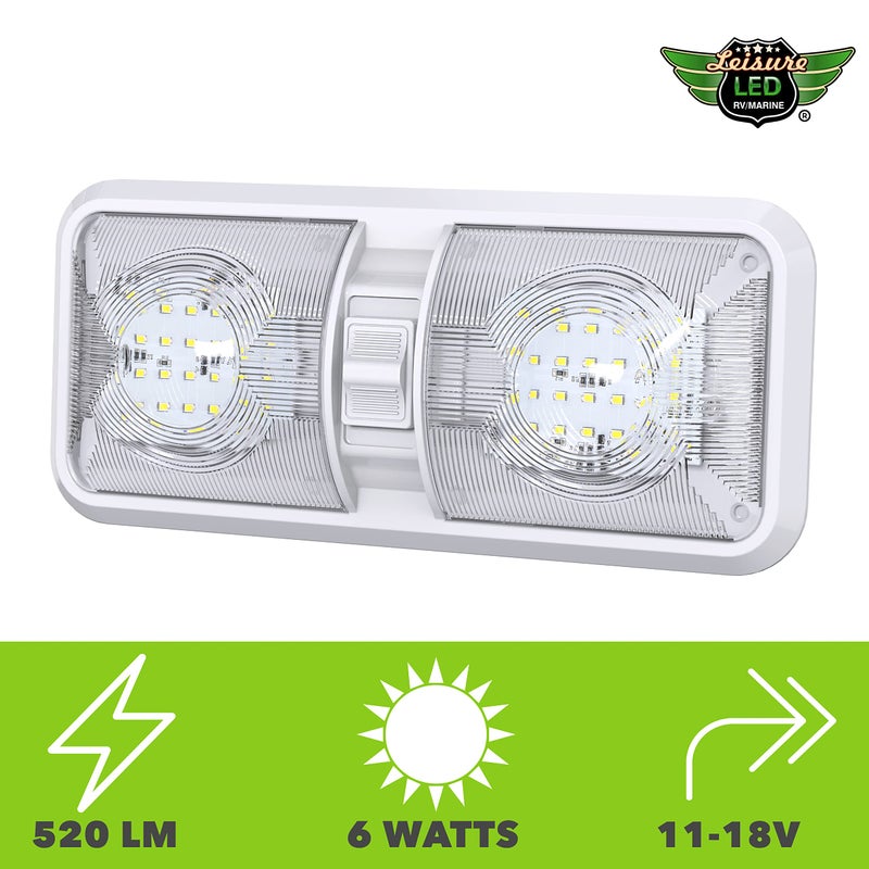 Leisure LED 5 Pack RV LED Ceiling Double Dome Light Fixture with ON/Off Switch Interior Lighting for Car/RV/Trailer/Camper/Boat DC 12V Cool White 6000-6500K 48X2835SMD (Cool White 6000-6500K, 5) - Image 4